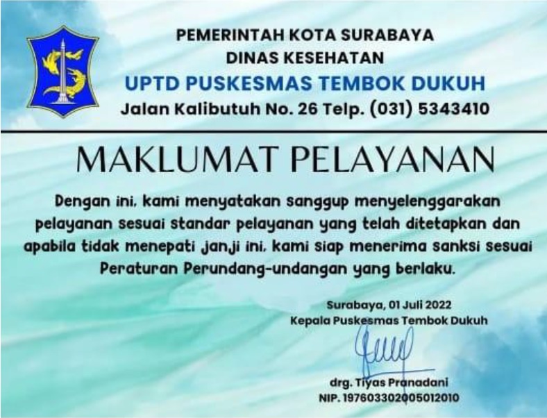 Maklumat Puskesmas Tembok Dukuh